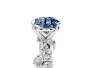 Solitaire Engagement Ring Setting for Fancy Blue Round Cut Center with Bar-Station Pave Twist and Prong Head in Sterling Silver