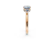 Hidden Halo Engagement Ring Setting for Fancy Blue Princess Cut Center with Plain Rounded Band and Prong Head in Rose Gold
