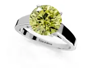 Solitaire Engagement Ring Setting for Fancy Yellow Round Cut Center with Tapered Split Shoulders and Prong Head in Platinum