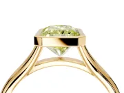Solitaire Engagement Ring Setting for Fancy Yellow Radiant Cut Center with V Split Shank and Bezel Head in Yellow Gold