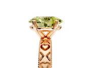 Solitaire Engagement Ring Setting for Fancy Yellow Oval Center with XO Engraved Band and Prong Head in Rose Gold
