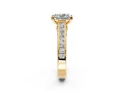 Solitaire Engagement Ring Setting for Radiant Cut Center with Channel Band and Double Claw Prong Head in Yellow Gold