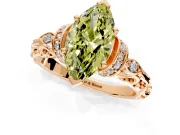Solitaire Engagement Ring Setting for Fancy Yellow Marquise Center with Filigree Band and Prong Head in Rose Gold
