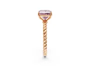 Solitaire Engagement Ring Setting for Fancy Pink Princess Cut Center with Plain Twisted Rope Band and Prong Head in Rose Gold