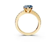 Solitaire Engagement Ring Setting for Fancy Blue Heart-Shaped Center with Single Row Accent Band and Prong Head in Yellow Gold