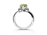 3 Stone Engagement Ring Setting for Fancy Yellow Heart-Shaped Center with Wide Plain Band and Prong Head in Sterling Silver