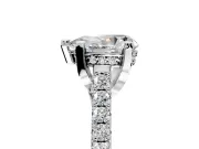 Solitaire Engagement Ring Setting for Pear-Shaped Center with Widening Pave Band and Claw Prong Head in White Gold