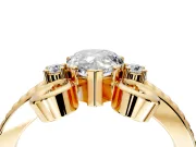 Solitaire Engagement Ring Setting for Pear-Shaped Center with Twisted Band and Scroll Prong Head in Yellow Gold