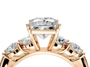 5 Stone Engagement Ring Setting for Princess Cut Center with Graduated Accents and Prong Head in Rose Gold