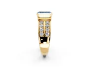 Bezel Engagement Ring Setting for Fancy Blue Asscher Cut Center with Wide Channel-Set Band and Bezel Head in Yellow Gold