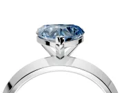 Solitaire Engagement Ring Setting for Fancy Blue Heart-Shaped Center with Wide Knife Ridge Band and Prong Head in Platinum