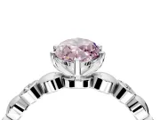 Solitaire Engagement Ring Setting for Fancy Pink Marquise Center with Beaded Bezel Station Band and Prong Head in White Gold