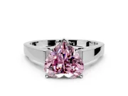 Solitaire Engagement Ring Setting for Fancy Pink Heart-Shaped Center with Tapered Split Shoulders and Prong Head in Sterling Silver