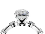 Solitaire Engagement Ring Setting for Radiant Cut Center with Bezel Station Band and Prong Head in Platinum