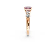 5 Stone Engagement Ring Setting for Fancy Pink Princess Cut Center with Graduated Accents and Prong Head in Rose Gold