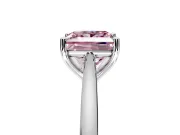 Solitaire Engagement Ring Setting for Fancy Pink Princess Cut Center with Narrow Cathedral Band and Prong Head in Sterling Silver