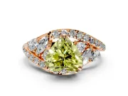 Halo Engagement Ring Setting for Fancy Yellow Heart-Shaped Center with Marquise and Pave Bypass Band and Prong Head in Rose Gold