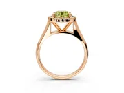 Halo Engagement Ring Setting for Fancy Yellow Round Cut Center with Square Band and Prong Head in Rose Gold
