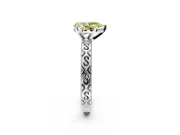 Solitaire Engagement Ring Setting for Fancy Yellow Pear-Shaped Center with Scrollwork Band and Prong Head in Sterling Silver