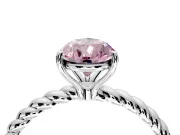 Solitaire Engagement Ring Setting for Fancy Pink Pear-Shaped Center with Plain Twisted Rope Band and Prong Head in Platinum