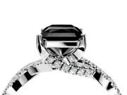 Solitaire Engagement Ring Setting for Fancy Black Radiant Cut Center with Narrow Twist Pave Band and Prong Head in White Gold