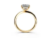 Solitaire Engagement Ring Setting for Asscher Cut Center with Fine Pave Band and Prong Head in Yellow Gold
