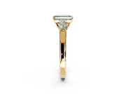 5 Stone Engagement Ring Setting for Fancy Green Emerald Cut Center with Equal Close-Set Accents and Prong Head in Yellow Gold