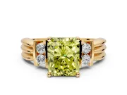 Solitaire Engagement Ring Setting for Fancy Yellow Radiant Cut Center with Grooved Bar Accent Band and Prong Head in Yellow Gold