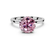 Solitaire Engagement Ring Setting for Fancy Pink Round Cut Center with Fine Wire Band and Prong Head in Platinum