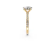 Solitaire Engagement Ring Setting for Oval Center with Fine Pave Band and Prong Head in Yellow Gold