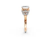 Leaf Cluster Engagement Ring Setting for Asscher Cut Center with Marquise Accents and Prong Head in Rose Gold