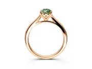 Solitaire Engagement Ring Setting for Fancy Green Pear-Shaped Center with Narrow Cathedral Band and Prong Head in Rose Gold