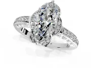 Floral Engagement Ring Setting for Marquise Center with Four Accent Clusters and Prong Head in Platinum