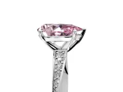 Side Accent Engagement Ring Setting for Fancy Pink Pear-Shaped Center with Accent Shoulders and Prong Head in White Gold