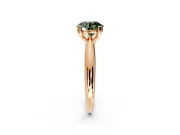 Solitaire Engagement Ring Setting for Fancy Green Round Cut Center with Reverse Tapered Band and Prong Head in Rose Gold