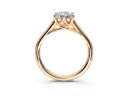 Solitaire Engagement Ring Setting for Radiant Cut Center with Cathedral Band and Prong Head in Rose Gold