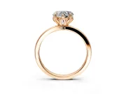 Solitaire Engagement Ring Setting for Heart-Shaped Center with Thin Rounded Plain Band and Prong Head in Rose Gold