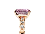 Solitaire Engagement Ring Setting for Fancy Pink Radiant Cut Center with Bezel-Dot Beaded Band and Prong Head in Rose Gold