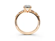 Solitaire Engagement Ring Setting for Emerald Cut Center with Trailing Leaf Accent Band and Prong Head in Rose Gold