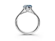 Solitaire Engagement Ring Setting for Fancy Blue Heart-Shaped Center with Cathedral Band and Prong Head in White Gold