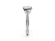 Solitaire Engagement Ring Setting for Princess Cut Center with Channel-Set Accent Band and Prong Head in Platinum