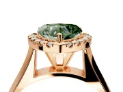Halo Engagement Ring Setting for Fancy Green Heart-Shaped Center with Square Band and Prong Head in Rose Gold