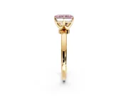 Solitaire Engagement Ring Setting for Fancy Pink Radiant Cut Center with Plain Band and Tulip Prong Head in Yellow Gold