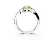 Cluster Engagement Ring Setting for Fancy Yellow Pear-Shaped Center with Milgrain Shoulder Clusters and Prong Head in Platinum