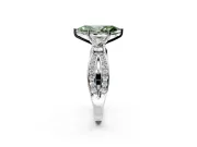 3 Stone Engagement Ring Setting for Fancy Green Marquise Center with Pave Twist Band and Prong Head in Platinum