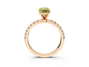 Open Basket Engagement Ring Setting for Fancy Yellow Radiant Cut Center with Pave Band and Prong Head in Rose Gold