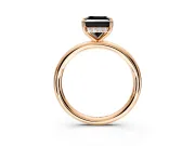 Hidden Halo Engagement Ring Setting for Fancy Black Princess Cut Center with Thin Rounded Band and Prong Head in Rose Gold