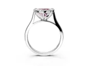 Single Halo Engagement Ring Setting for Fancy Pink Heart-Shaped Center with Corner Claws, Plain Band and Prong Head in Sterling Silver