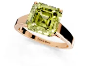 Solitaire Engagement Ring Setting for Fancy Yellow Asscher Cut Center with Tapered Split Shoulders and Prong Head in Rose Gold