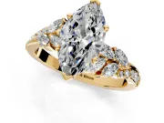 Solitaire Engagement Ring Setting for Marquise Center with Marquise Accent Twist Band and Prong Head in Yellow Gold